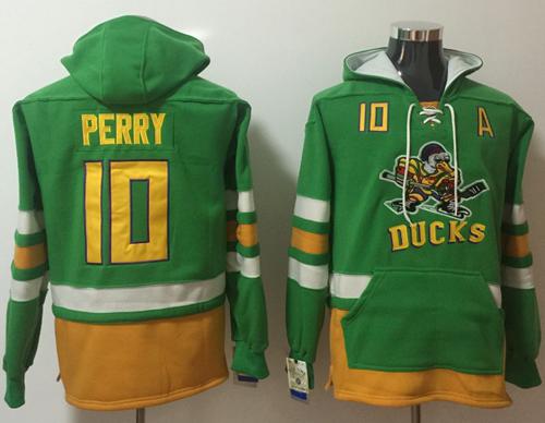 Ducks #10 Corey Perry Green Name & Number Pullover NHL Hoodie - Click Image to Close